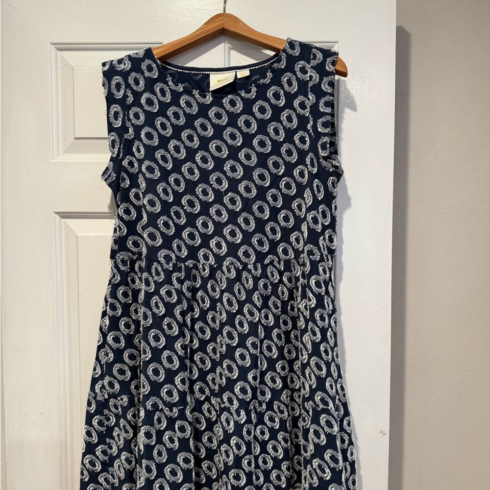 Maeve Navy and White Patterned Sleeveless Dress